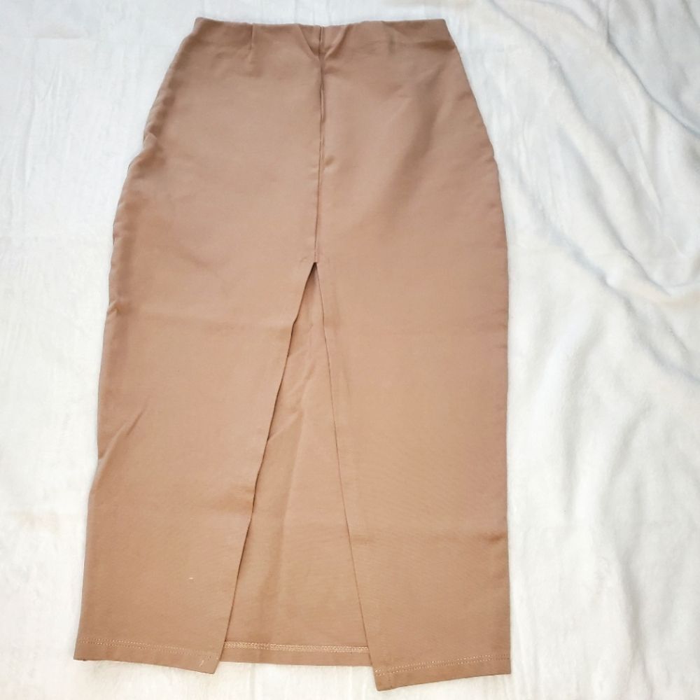 Top 10 Woman's Khaki Deep V Split Thigh Reveal Midi Pullon Work Skirt Size Small
